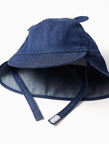 Casquette légionnaire en denim de coton avec oreilles 3D