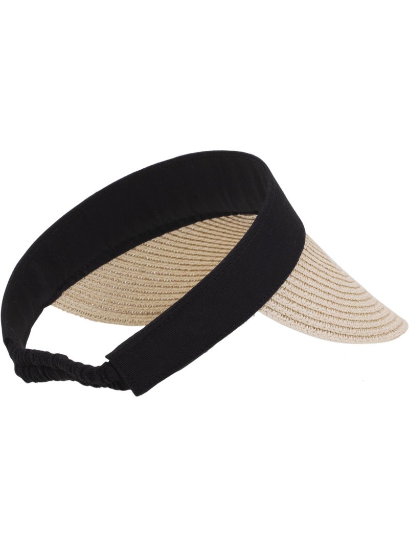 Casquette papier de paille, bande élastiquée femme Beige/Noir - Kiabi