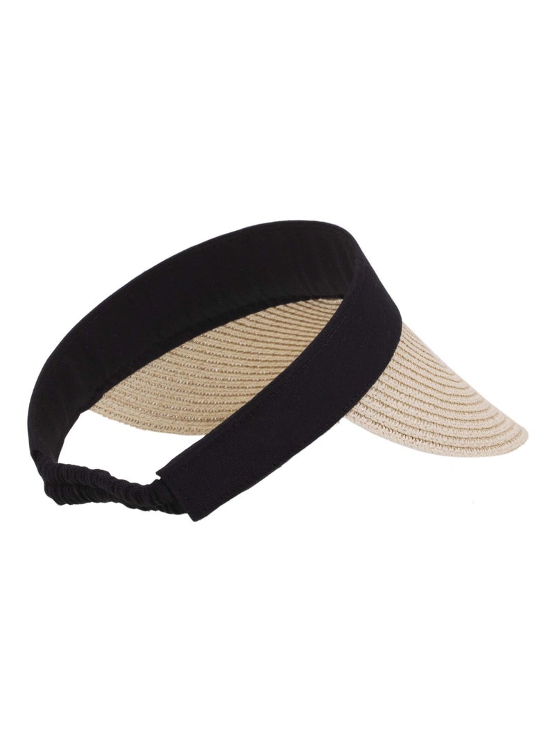 Casquette papier de paille, bande élastiquée femme Isotoner Beige/Noir - Kiabi
