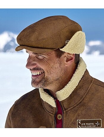 Casquette plate cache oreille suedine vielli sherpa - atlas for men