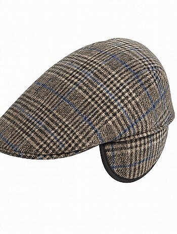 Casquette Plate en Laine à Carreaux