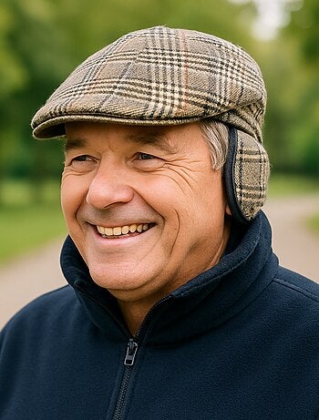 Casquette Plate en Laine à Carreaux