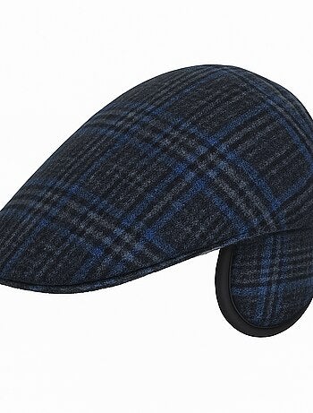 Casquette Plate en Laine à Carreaux