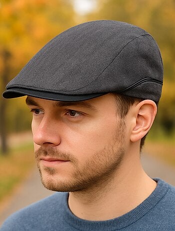 Casquette plate en tweed à chevrons HENRY