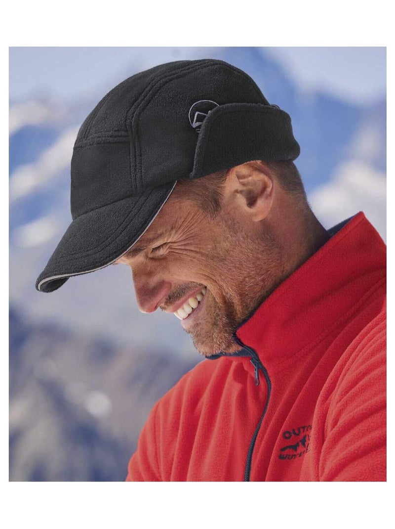 Casquette Polaire Cache-Oreilles  - ATLAS FOR MEN Noir - Kiabi