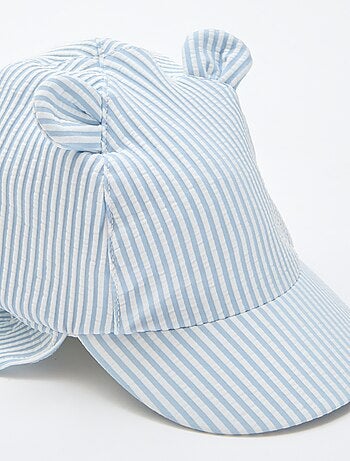 Casquette rayée avec cache nuque et oreilles