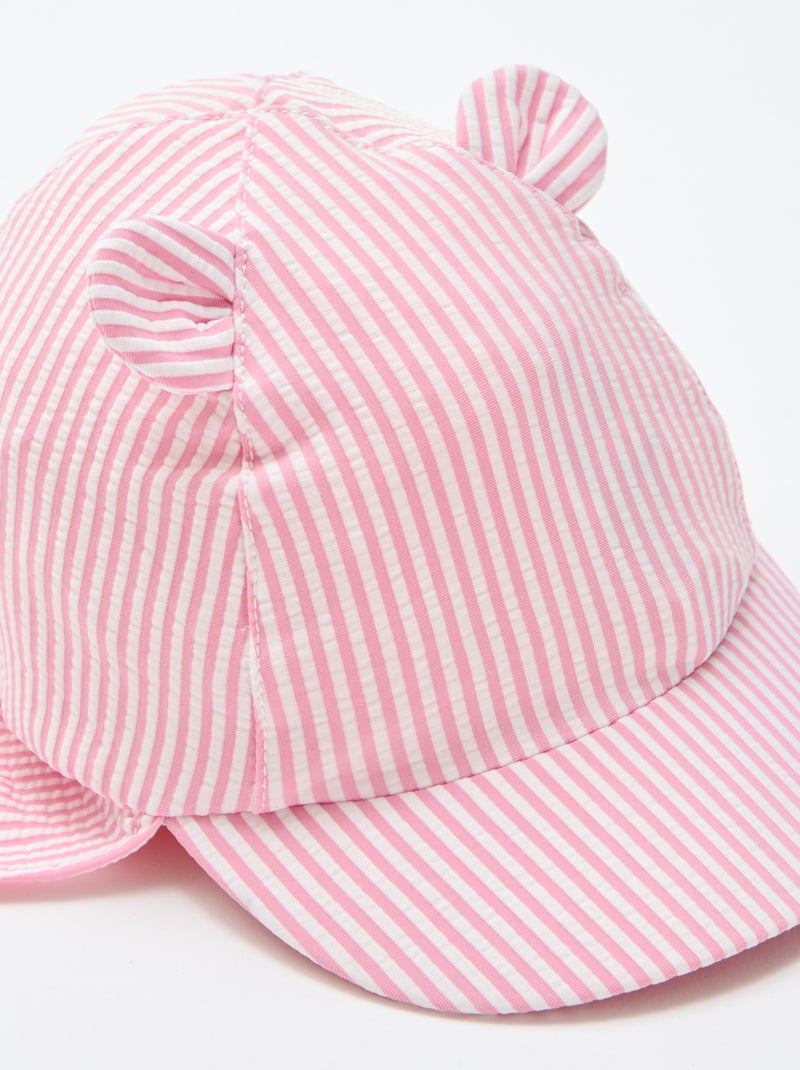 Casquette rayée avec cache nuque et oreilles Rose - Kiabi