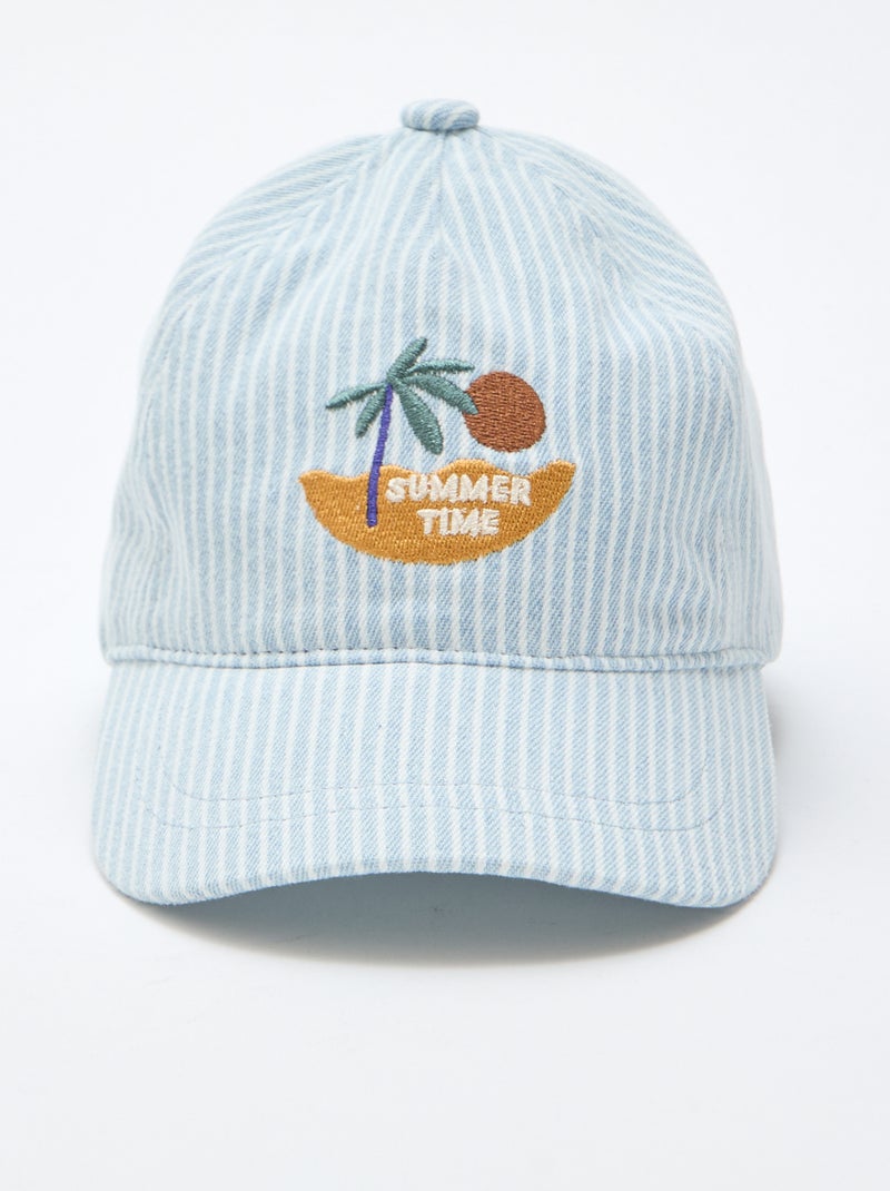Casquette rayée avec patch brodé Bleu - Kiabi