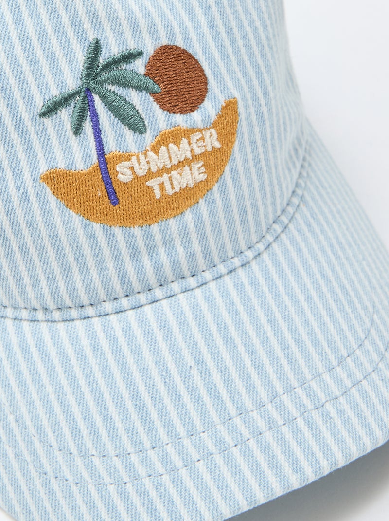 Casquette rayée avec patch brodé Bleu - Kiabi