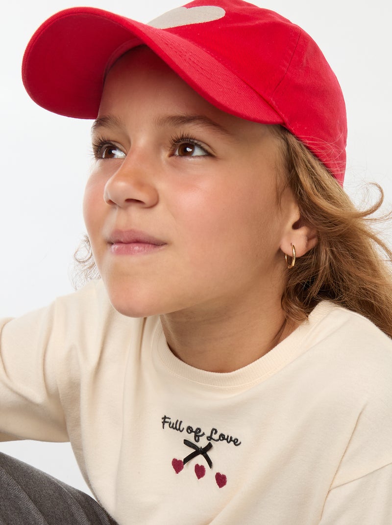 Casquette unie avec motif brodé Rouge - Kiabi