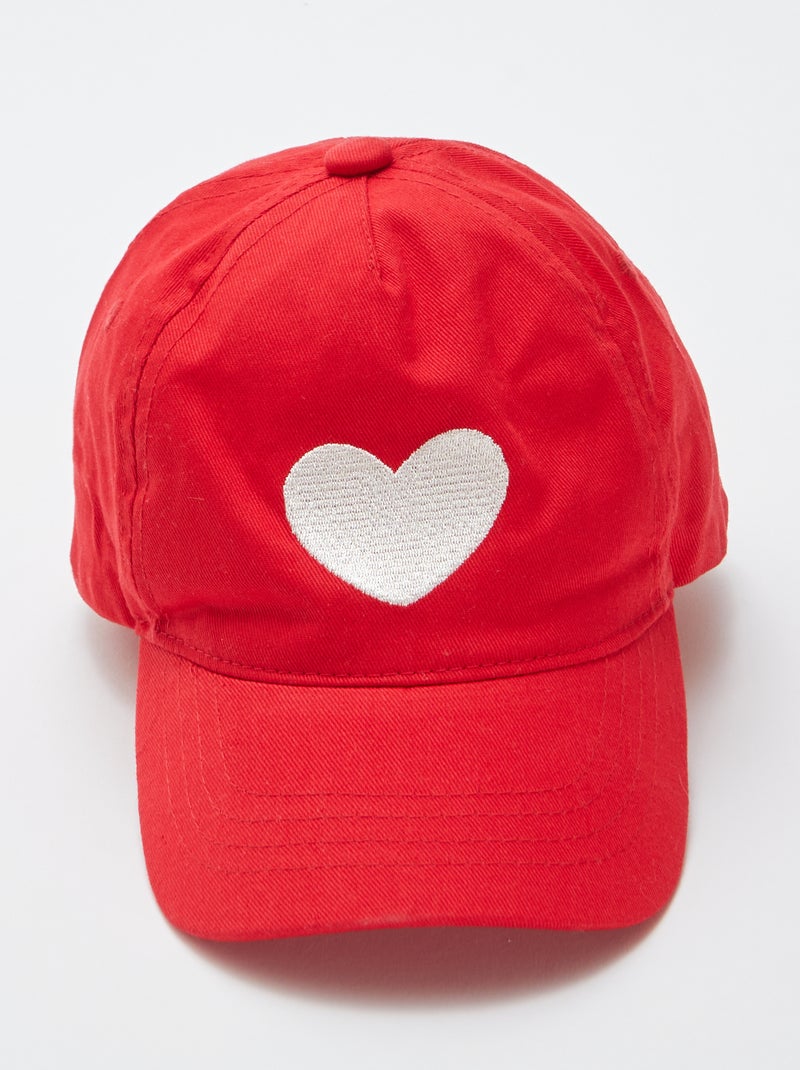 Casquette unie avec motif brodé Rouge - Kiabi