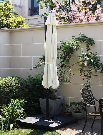 CASTILLO Parasol gris déporté rond 3,5 x 3,5 m rotatif à 360