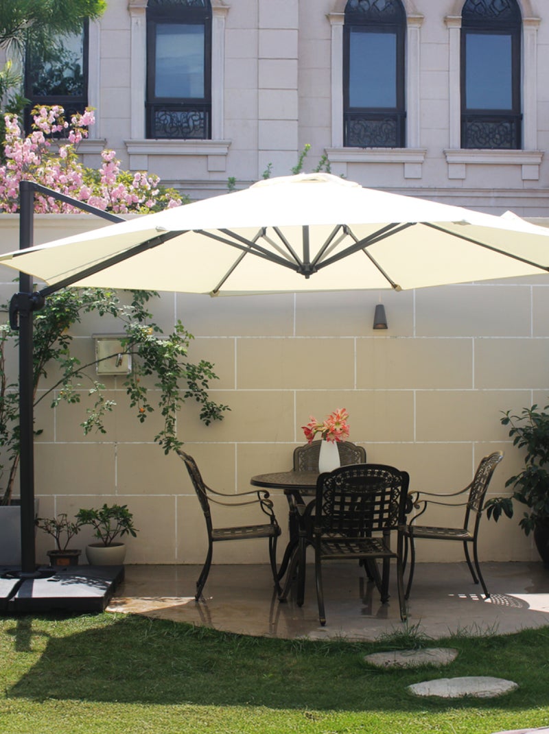 CASTILLO - Parasol circulaire Ø 350cm déporté rotatif écru en aluminium Marron - Kiabi