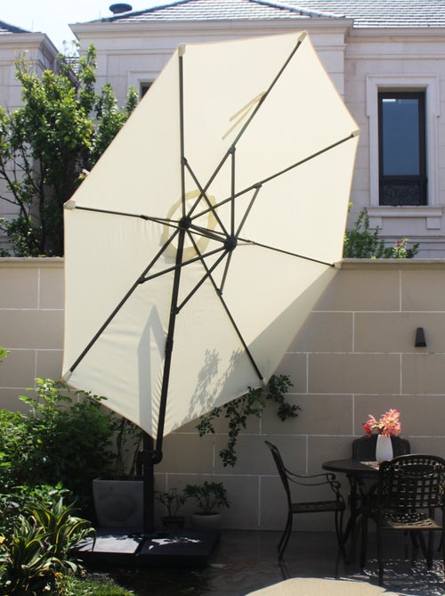 CASTILLO - Parasol circulaire Ø 350cm déporté rotatif écru en aluminium - Kiabi