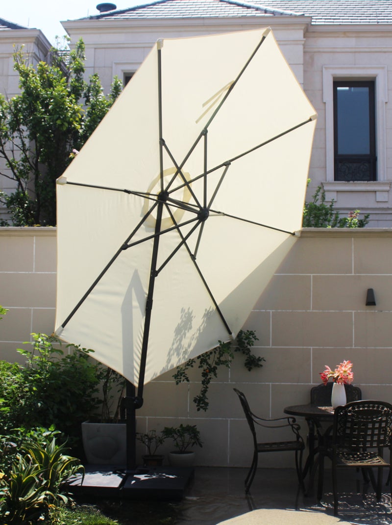 CASTILLO - Parasol circulaire Ø 350cm déporté rotatif écru en aluminium Marron - Kiabi