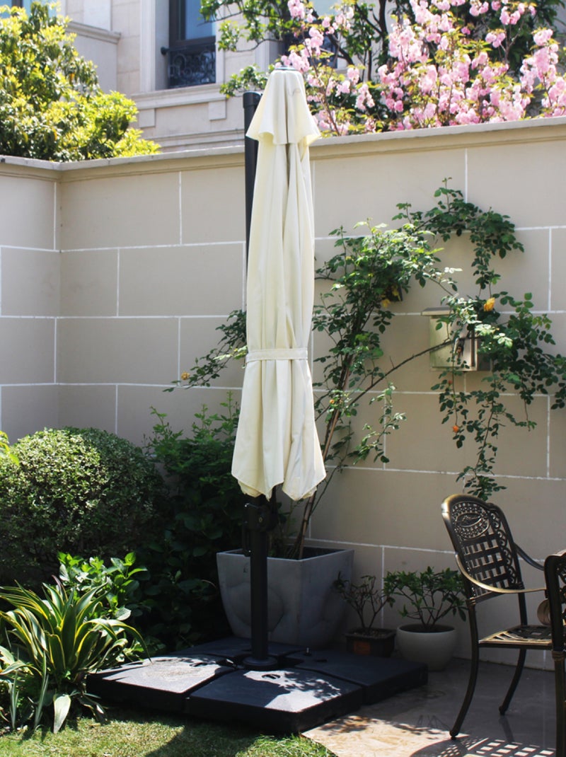 CASTILLO - Parasol circulaire Ø 350cm déporté rotatif écru en aluminium Marron - Kiabi