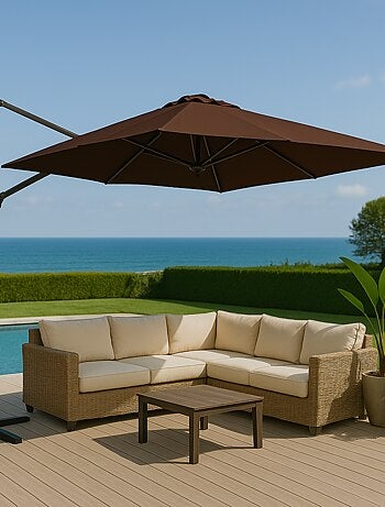CASTILLO Parasol gris déporté rond 3,5 x 3,5 m rotatif à 360