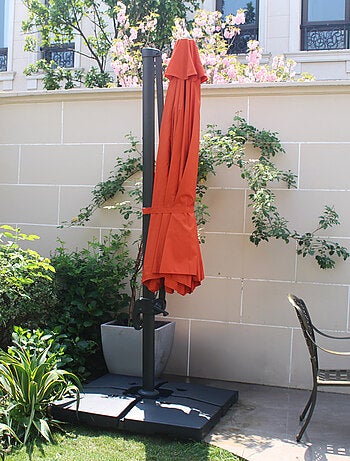 CASTILLO - Parasol octogonal Ø 350cm déporté gris en aluminium