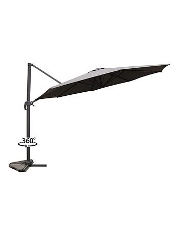 CASTILLO - Parasol octogonal Ø 350cm déporté gris en aluminium
