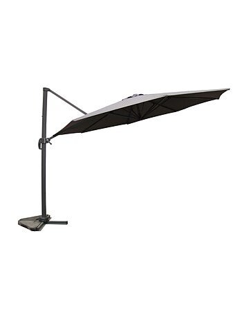CASTILLO Parasol gris déporté rond 3,5 x 3,5 m rotatif à 360