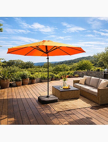 CASTILLO Parasol gris déporté rond 3,5 x 3,5 m rotatif à 360
