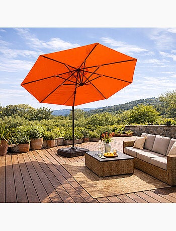 CASTILLO Parasol gris déporté rond 3,5 x 3,5 m rotatif à 360