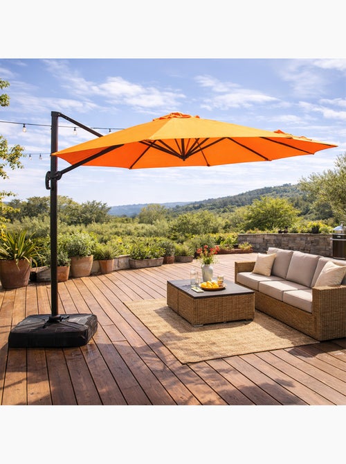 CASTILLO Parasol octogonal Ø 350cm déporté orange en aluminium - Kiabi