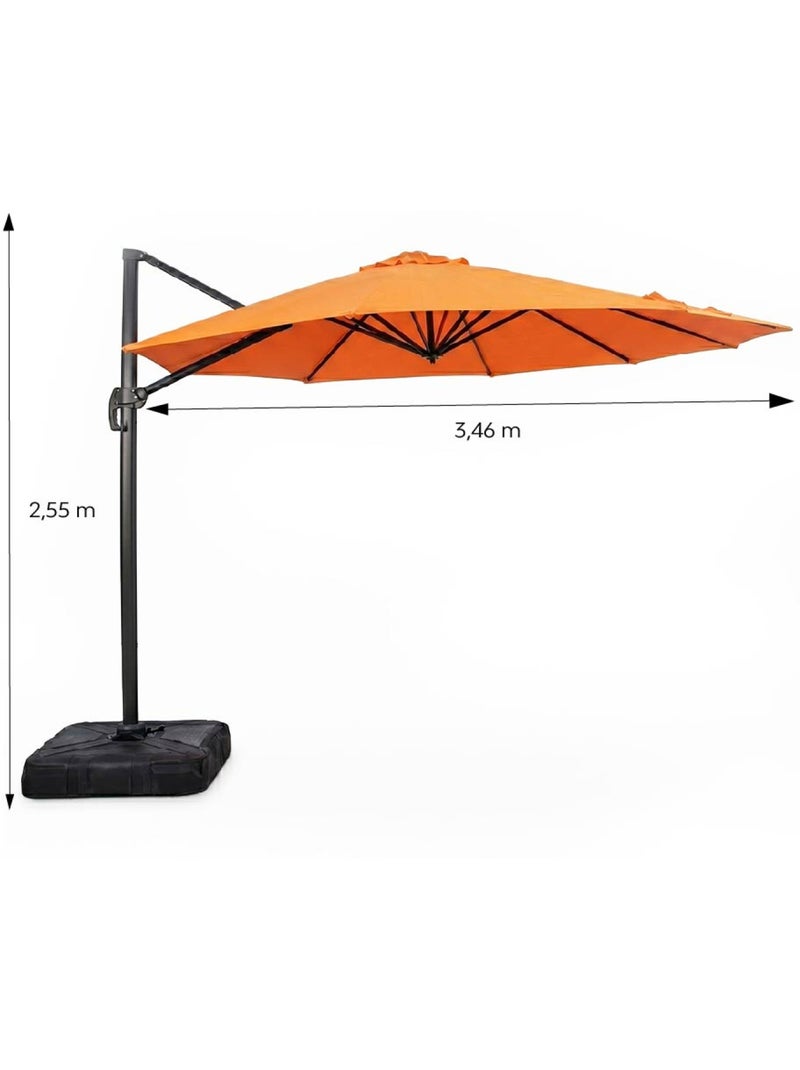 CASTILLO Parasol octogonal Ø 350cm déporté orange en aluminium Orange - Kiabi