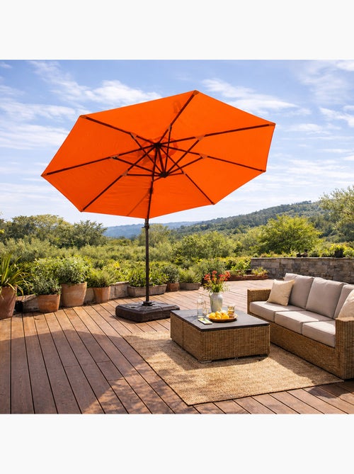 CASTILLO Parasol octogonal Ø 350cm déporté orange en aluminium - Kiabi