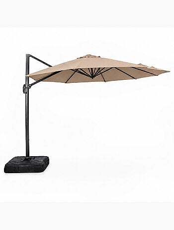 CASTILLO Parasol gris déporté rond 3,5 x 3,5 m rotatif à 360