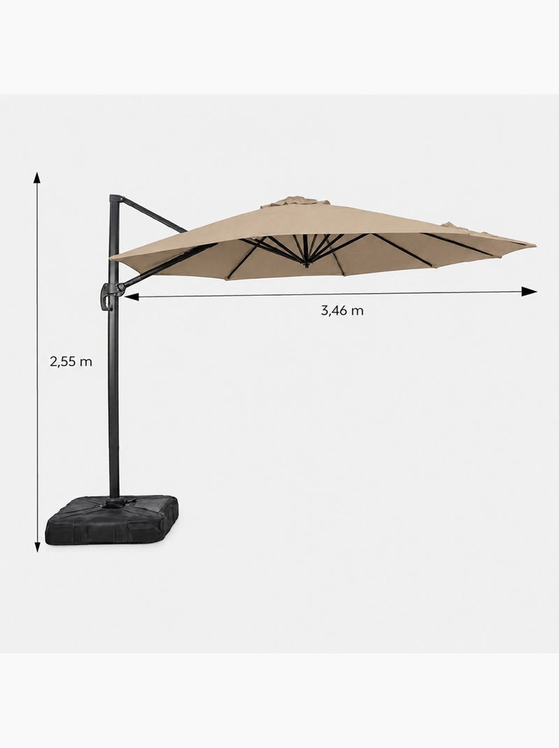 CASTILLO Parasol octogonal Ø 350cm déporté taupe en aluminium Taupe - Kiabi