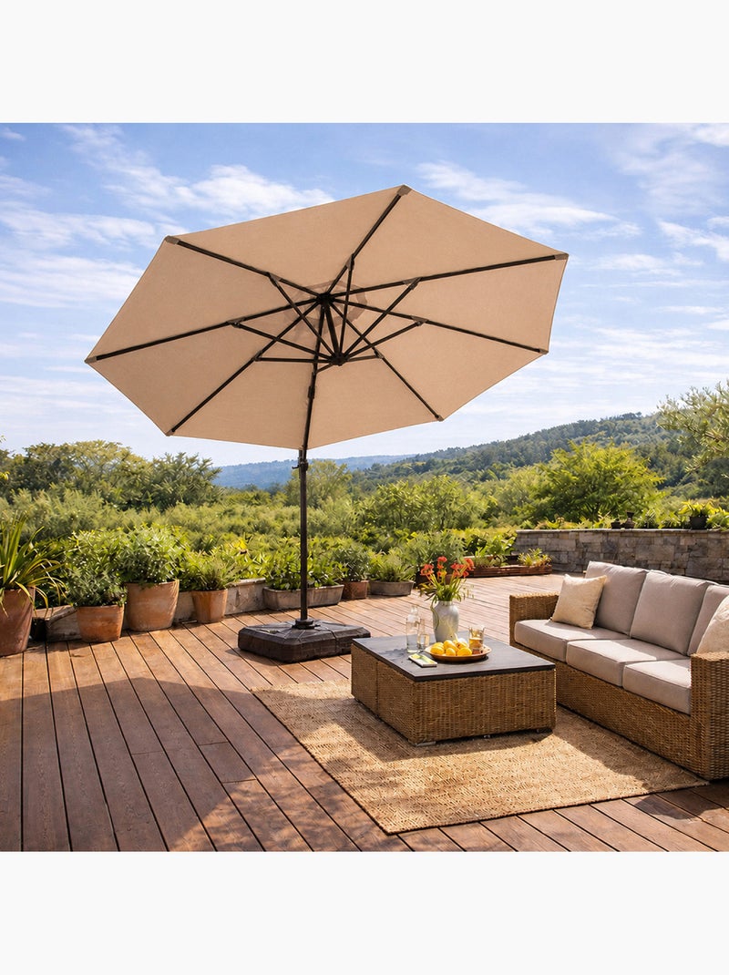 CASTILLO Parasol octogonal Ø 350cm déporté taupe en aluminium Taupe - Kiabi