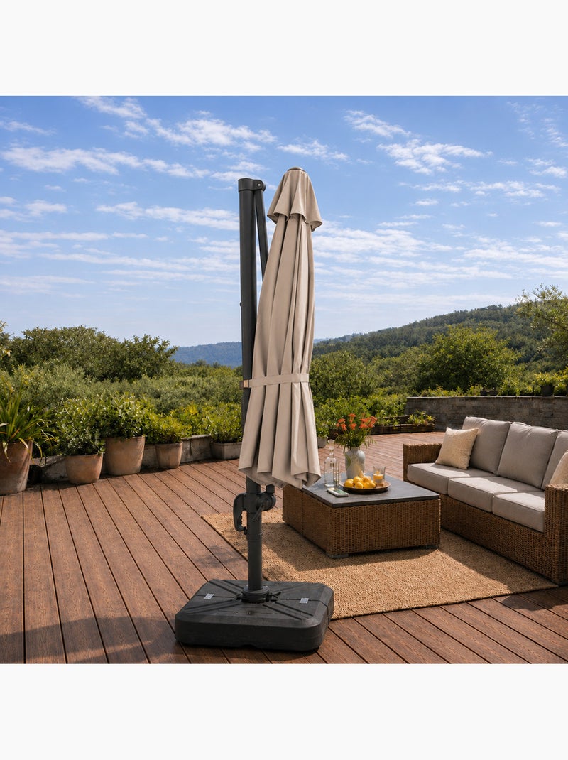 CASTILLO Parasol octogonal Ø 350cm déporté taupe en aluminium Taupe - Kiabi