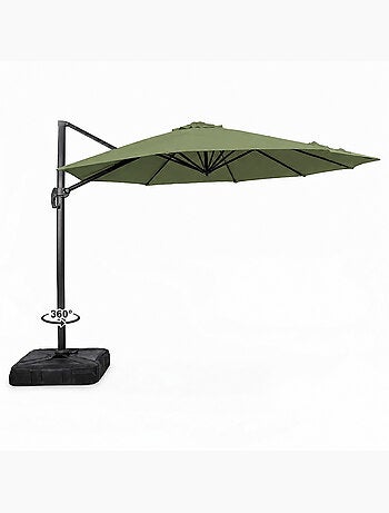CASTILLO Parasol gris déporté rond 3,5 x 3,5 m rotatif à 360