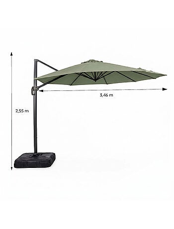 CASTILLO Parasol gris déporté rond 3,5 x 3,5 m rotatif à 360