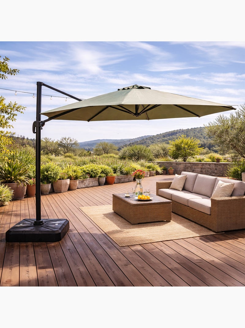 CASTILLO Parasol octogonal Ø 350cm déporté vert en aluminium Vert - Kiabi