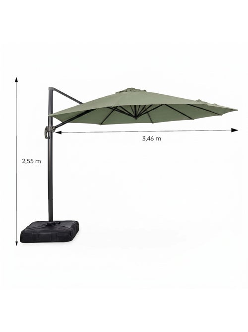 CASTILLO Parasol octogonal Ø 350cm déporté vert en aluminium - Kiabi