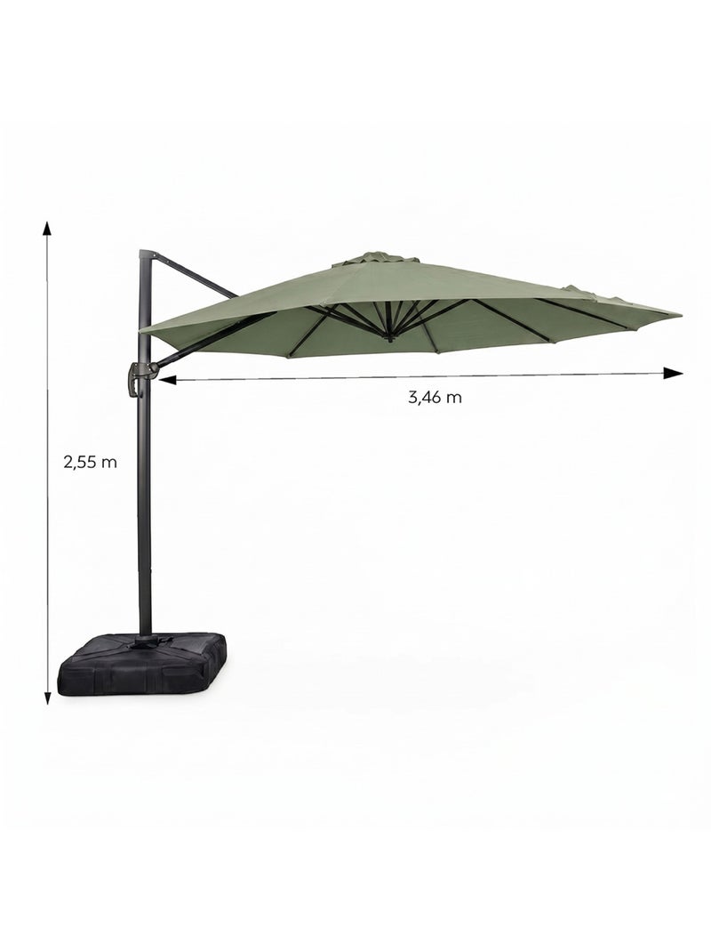 CASTILLO Parasol octogonal Ø 350cm déporté vert en aluminium Vert - Kiabi