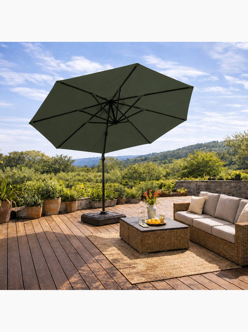 CASTILLO Parasol octogonal Ø 350cm déporté vert en aluminium Vert - Kiabi