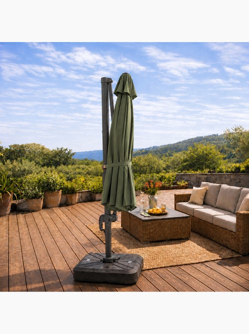 CASTILLO Parasol octogonal Ø 350cm déporté vert en aluminium - Kiabi