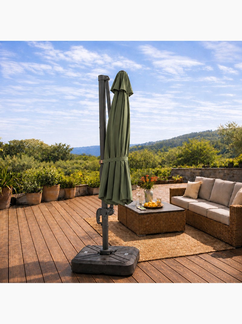 CASTILLO Parasol octogonal Ø 350cm déporté vert en aluminium Vert - Kiabi