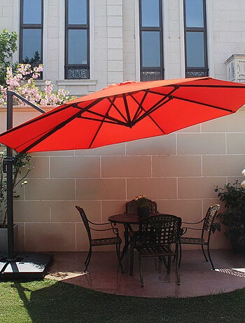 CASTILLO Parasol gris déporté rond 3,5 x 3,5 m rotatif à 360