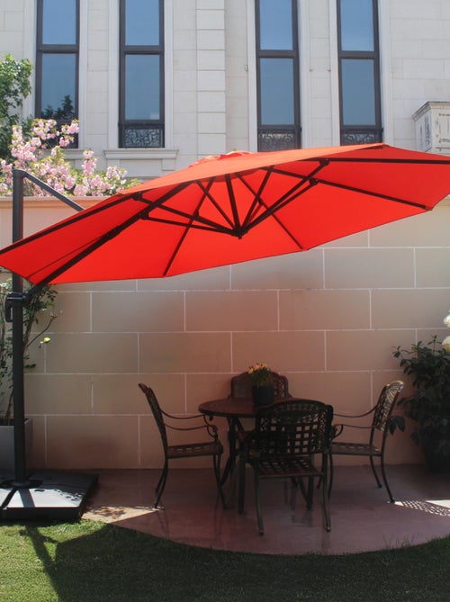 CASTILLO Parasol terracotta droit rond 3,5 x 3,5 m rotatif à 360 - Kiabi