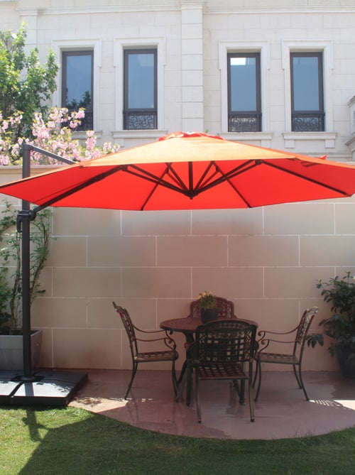 CASTILLO Parasol terracotta droit rond 3,5 x 3,5 m rotatif à 360 - Kiabi