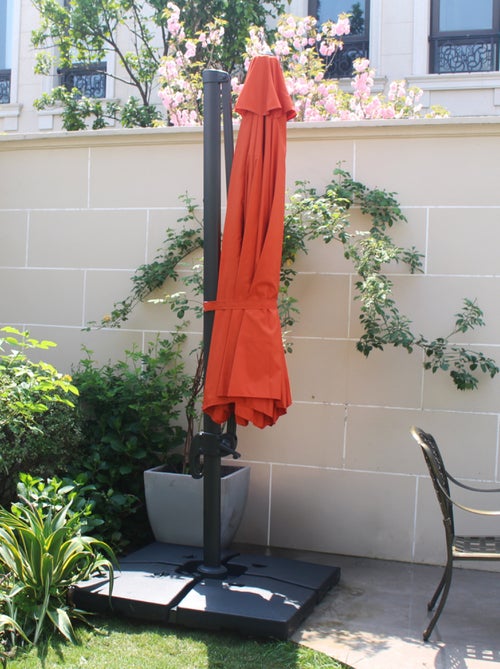 CASTILLO Parasol terracotta droit rond 3,5 x 3,5 m rotatif à 360 - Kiabi
