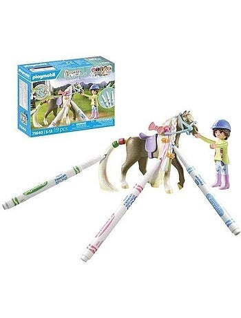 Cavalière avec crinière de cheval à colorier