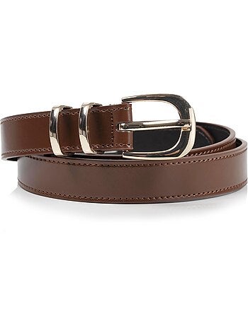 Ceinture à boucle dorée 100% cuir femme isotoner
