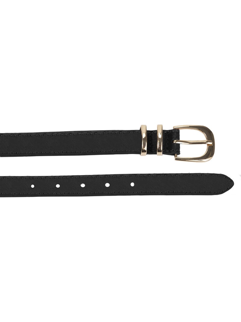 Ceinture à boucle dorée femme isotoner Noir - Kiabi