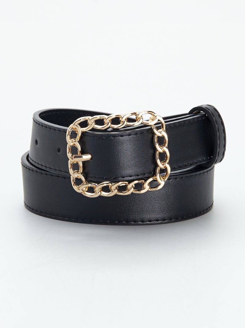 Ceinture à boucle dorée noir - Kiabi