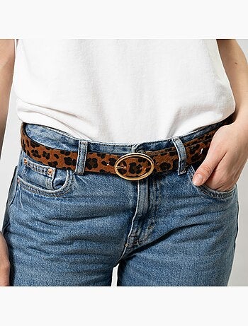 Ceinture à boucle ovale dorée femme isotoner